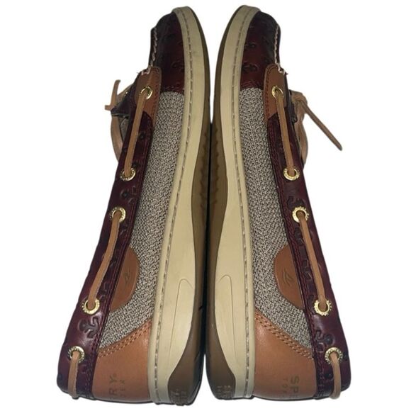 Sperry Burgandy Angelfish Leather Anchor Embossed Top Sider Boat Shoe Size 9.5 - Picture 7 of 10